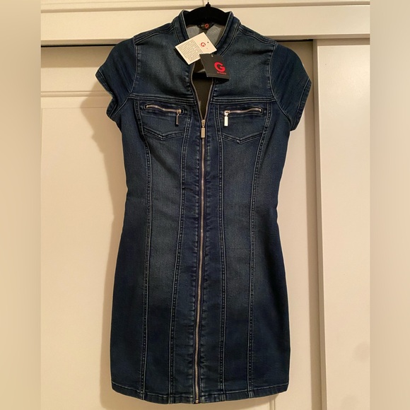 Denim Moto Mini Dress - Picture 1 of 4